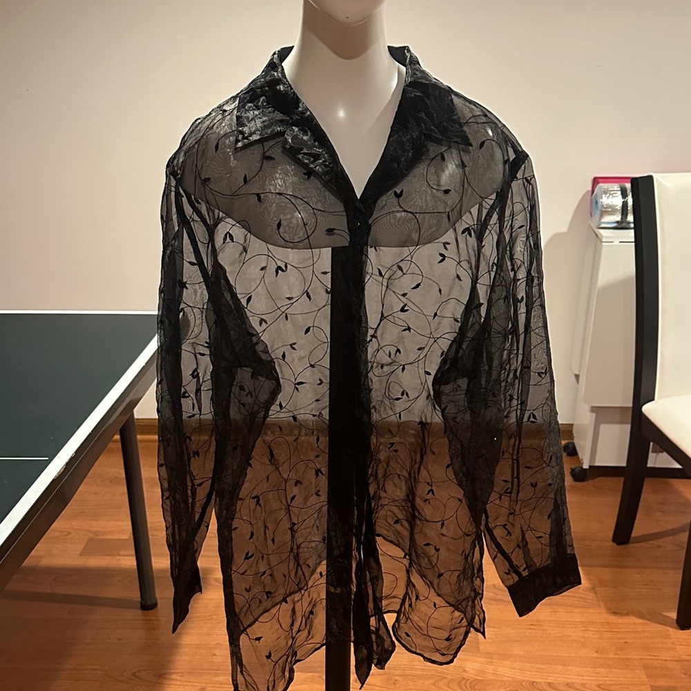 Venezia Black Sheer Blouse